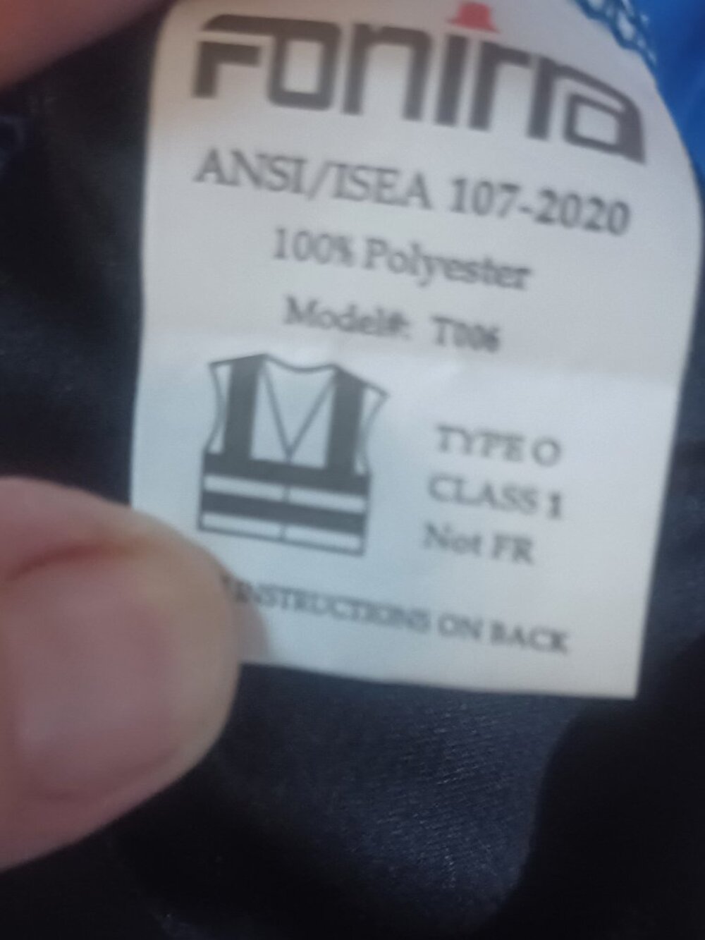 Fonirra Men's Reflecting Safety Short Sleeve Pocket Tee NWOT XL Blue Black Silve - Picture 4 of 6
